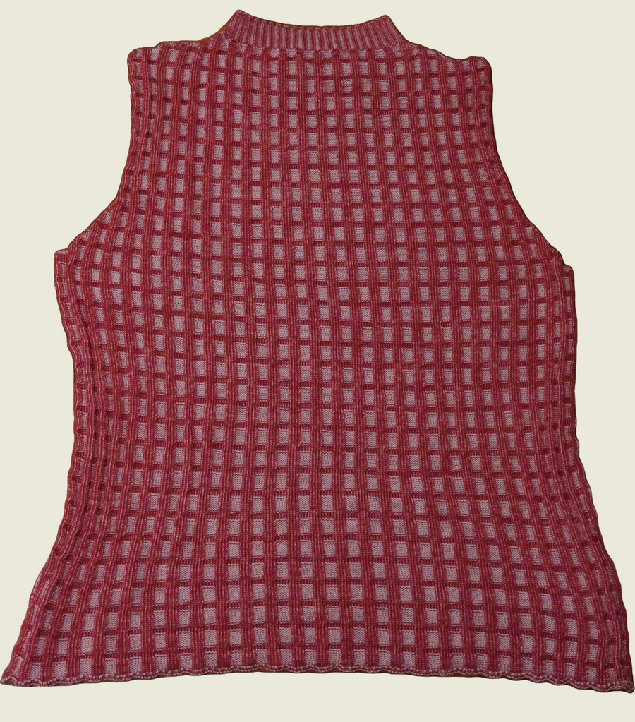 Checkered Vest Ruby and Pink