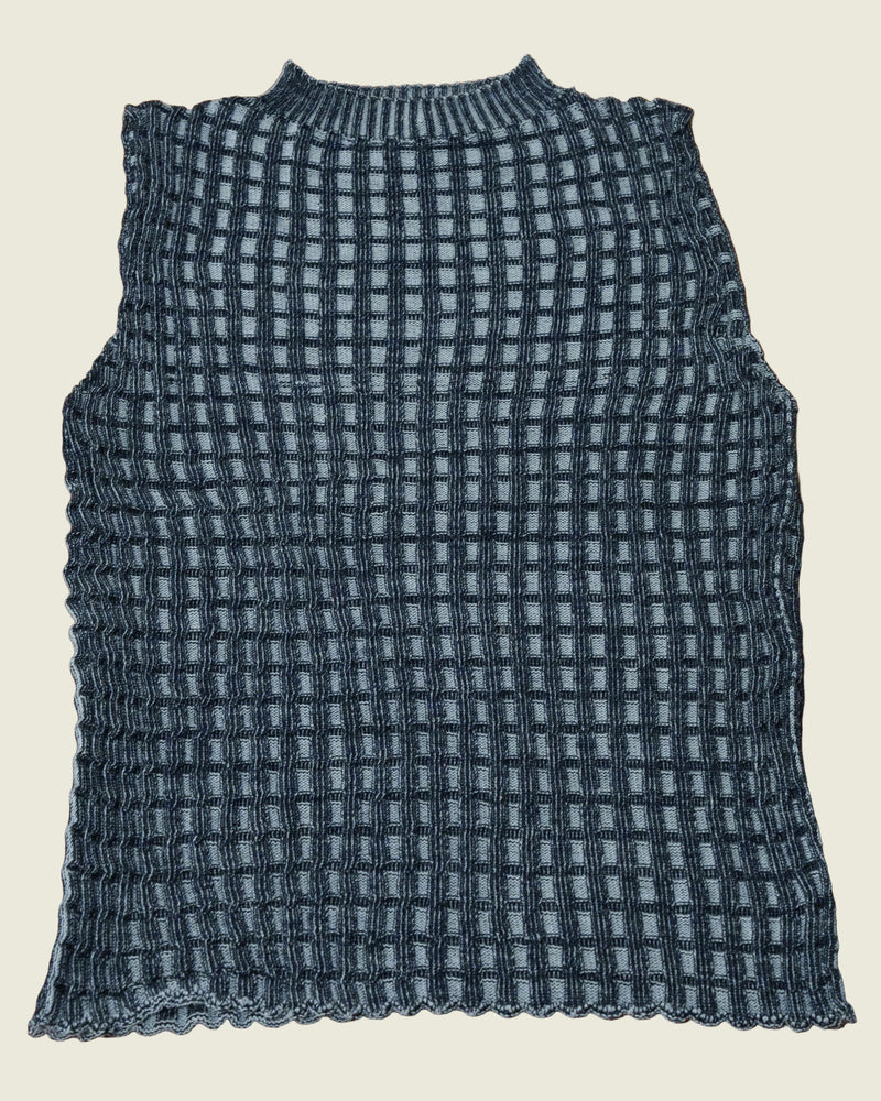 Checkered Vest Navy and Sky Blue
