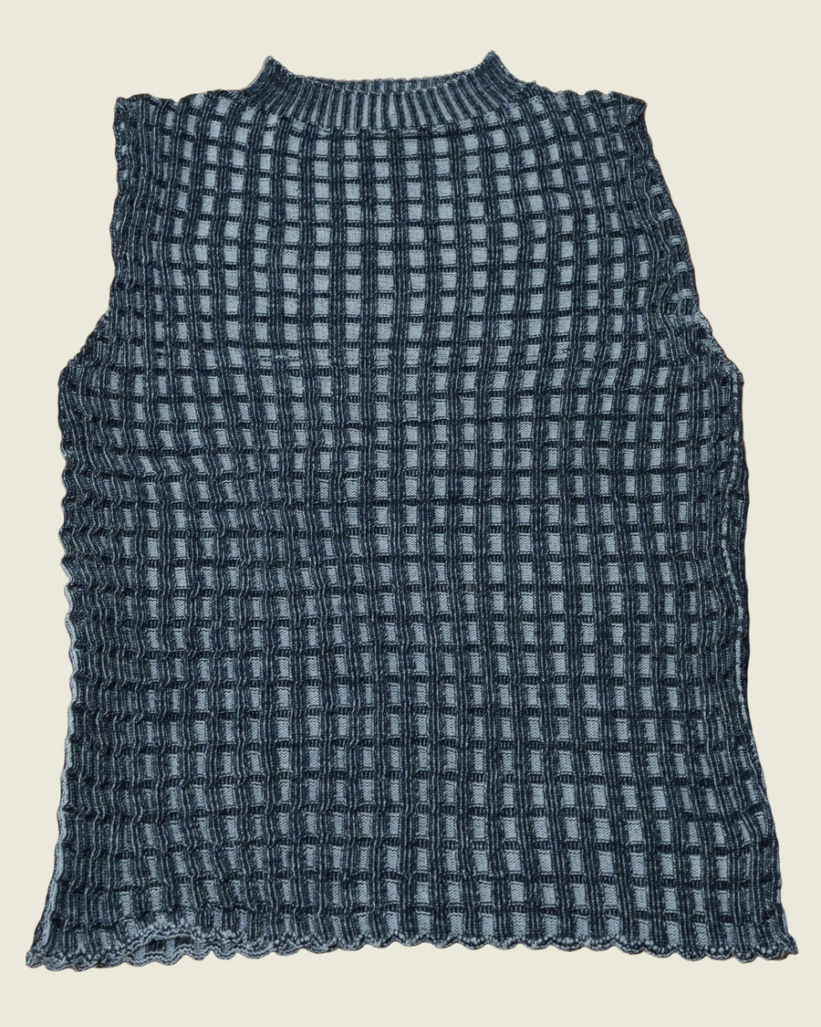 Checkered Vest Navy and Sky Blue
